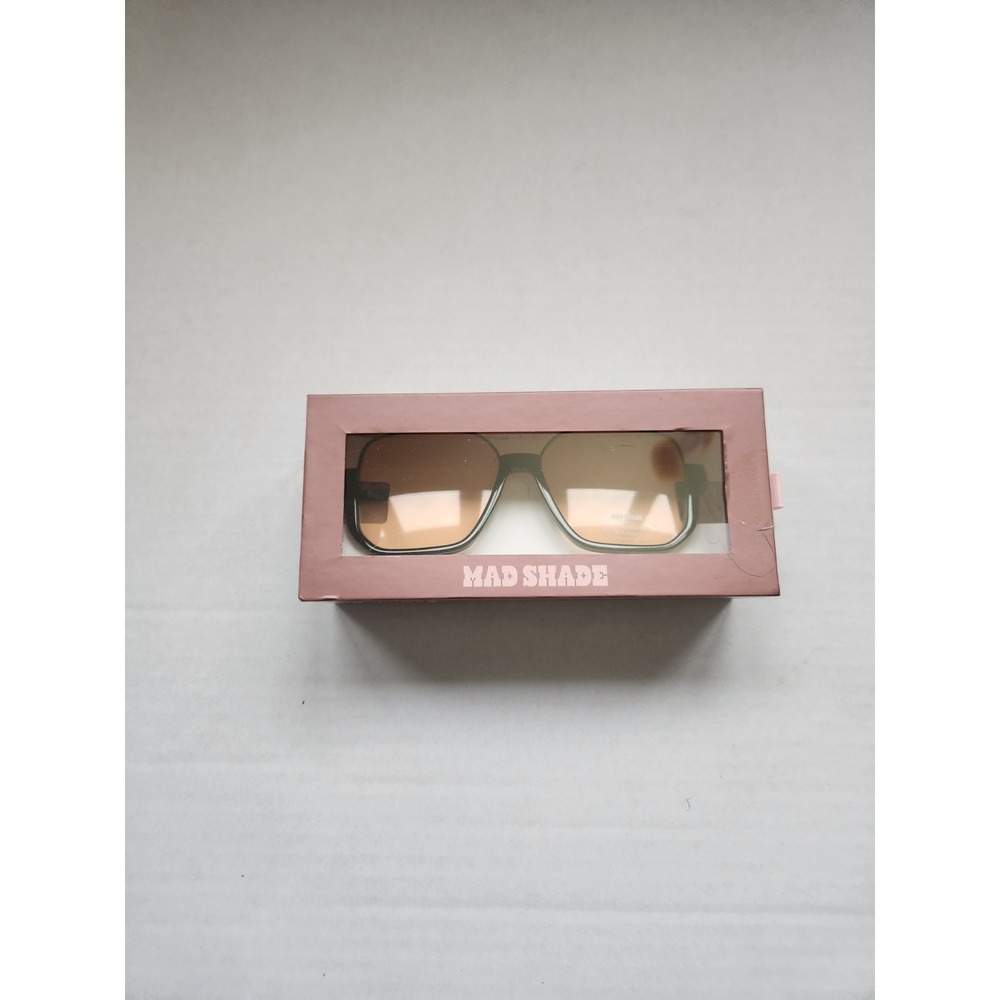 Vintage Y2K Mad Shade Black Square Aviator Sunglasses Brown Lens UV400 Unisex‎ M
